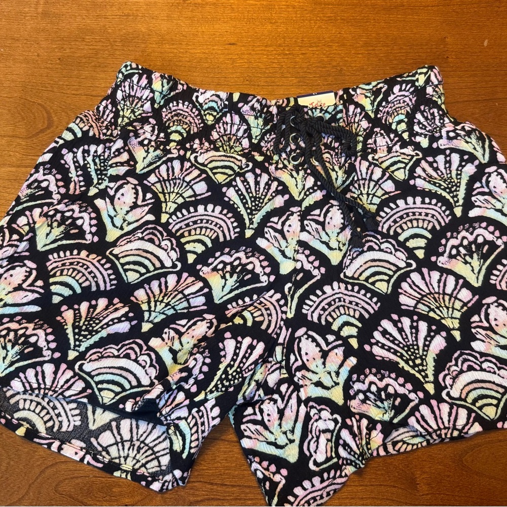 NWT Justice Black and Multicolor High Waist Kids Shorts-Size 12